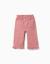 Pantalon à jambe large en sergé avec volants Rose 1 - vertbaudet enfant 