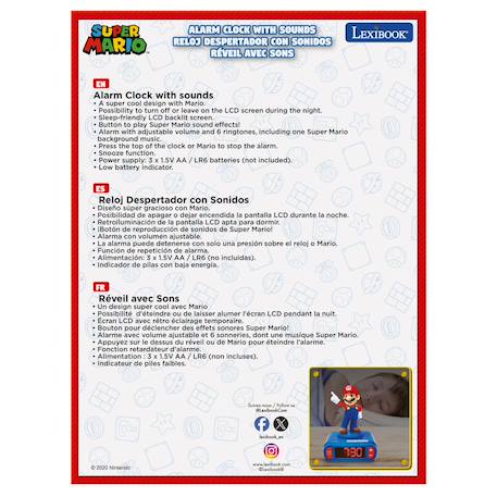 Réveil avec veilleuse Super mario 3d - Choix 6 alarmes, 6 effets sonores BLEU 4 - vertbaudet enfant 