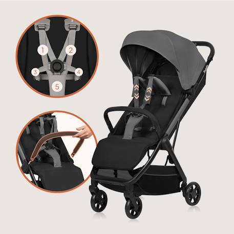 Poussette ultra-compacte julie air légère et pliable, compatible avion Grey stone 6 - vertbaudet enfant 