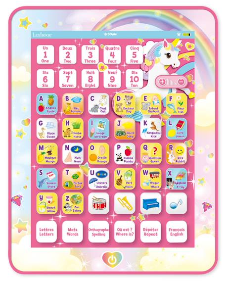 Tablette éducative bilingue licorne en français et en anglais ROSE 1 - vertbaudet enfant 