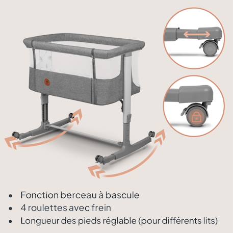 Lit cododo berceau 3en1 Aurora avec matelas et sac Beige cappuccino+Beige taupe+Green sage+Grey concrete+Grey monument 22 - vertbaudet enfant 