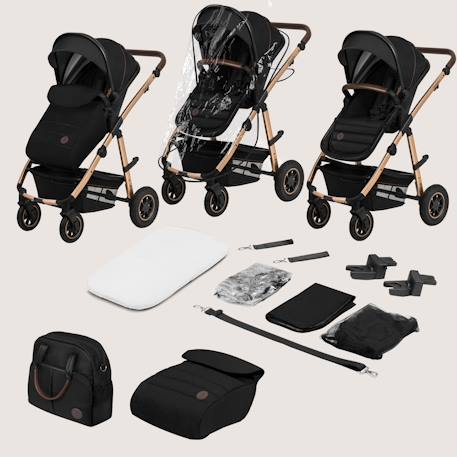 Poussette 3en1 amber jusqu’à 22 kg avec nacelle, siège-auto, sac et accessoires Beige sand+Black onyx+Black silver+Brown chocolate+Green forest+Grey graphite 12 - vertbaudet enfant 