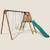 Portique en bois carré 3 agrès balançoire bébé, face à face et toboggan trefle Marron 1 - vertbaudet enfant 