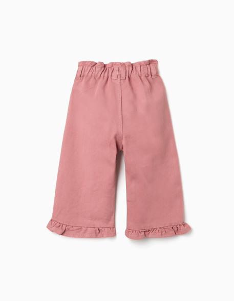 Pantalon à jambe large en sergé avec volants Rose 2 - vertbaudet enfant 