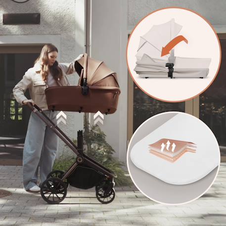 Poussette trio mika plus jusqu’à 4 ans avec nacelle, siège-auto et accessoires Beige sand+Black onyx+Green olive+Grey stone+Mocha mousse 4 - vertbaudet enfant 