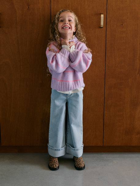 Jean large enfant fille denim bleached 2 - vertbaudet enfant 