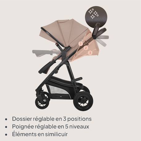 Poussette trio lionelo bianka - jusqu'à 22kg - pack poussette, nacelle, siège auto et accessoires Beige sand+Beige taupe+Black onyx+Grey stone 12 - vertbaudet enfant 