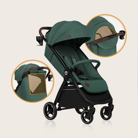 Poussette compacte ingrid légère et pliable jusqu’à 22 kg avec amortissement Beige sand+Black onyx+Green emerald+Grey stone+Pink mauve 18 - vertbaudet enfant 