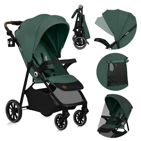 Poussette tout-terrain emma one 6-48 mois avec grandes roues et pliage rapide Beige sand+Green forest+Grey stone 7 - vertbaudet enfant 