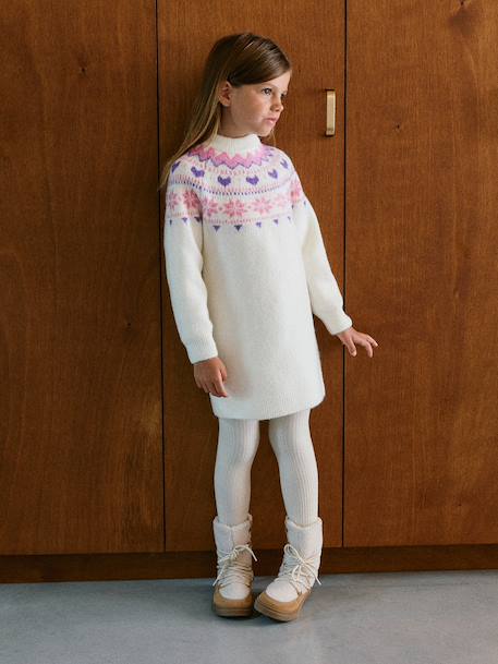 Robe fille manches longues écru 1 - vertbaudet enfant 