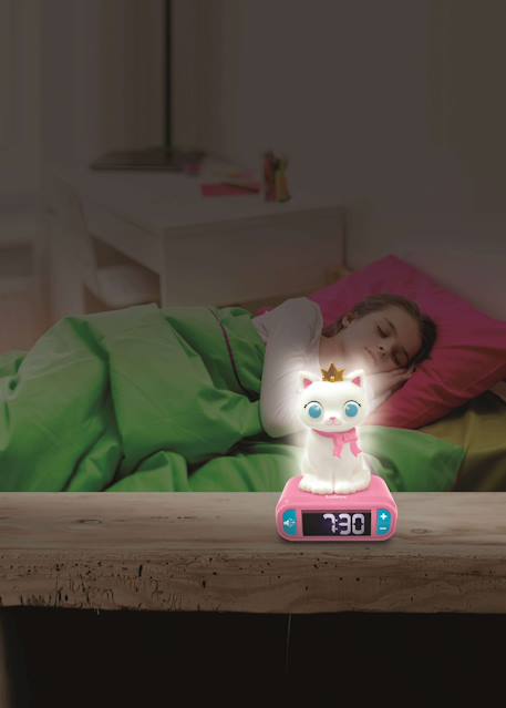 Réveil avec veilleuse lumineuse chat en 3d ROSE 4 - vertbaudet enfant 