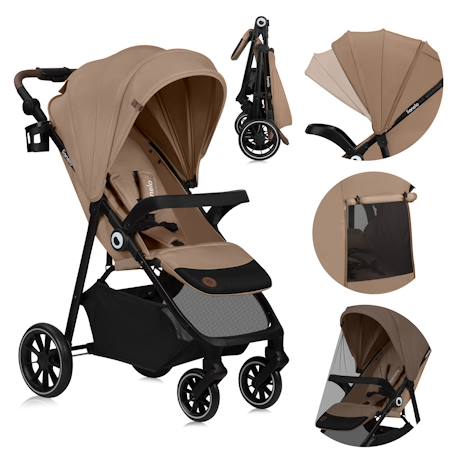 Poussette tout-terrain emma one 6-48 mois avec grandes roues et pliage rapide Beige sand+Green forest+Grey stone 1 - vertbaudet enfant 