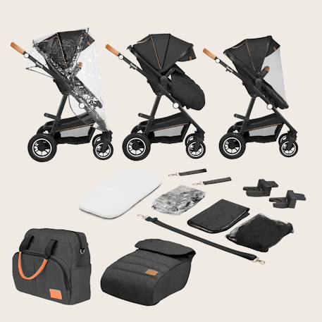 Poussette 3en1 amber jusqu’à 22 kg avec nacelle, siège-auto, sac et accessoires Beige sand+Black onyx+Black silver+Brown chocolate+Green forest+Grey graphite 36 - vertbaudet enfant 