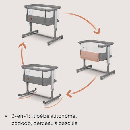 Lit cododo berceau 3en1 Aurora avec matelas et sac Beige cappuccino+Beige taupe+Green sage+Grey concrete+Grey monument 21 - vertbaudet enfant 