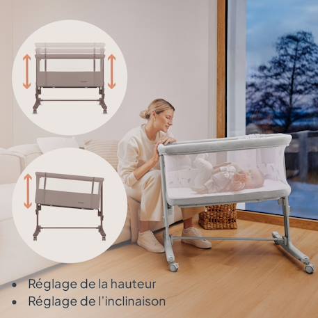 Lit cododo berceau 3en1 Aurora avec matelas et sac Beige cappuccino+Beige taupe+Green sage+Grey concrete+Grey monument 11 - vertbaudet enfant 