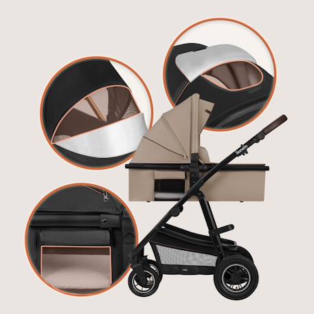 Poussette 3en1 amber jusqu’à 22 kg avec nacelle, siège-auto, sac et accessoires Beige sand+Black onyx+Black silver+Brown chocolate+Green forest+Grey graphite 4 - vertbaudet enfant 