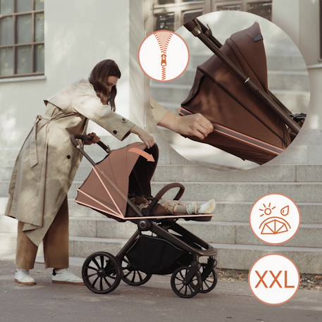 Poussette trio mika plus jusqu’à 4 ans avec nacelle, siège-auto et accessoires Beige sand+Black onyx+Green olive+Grey stone+Mocha mousse 29 - vertbaudet enfant 