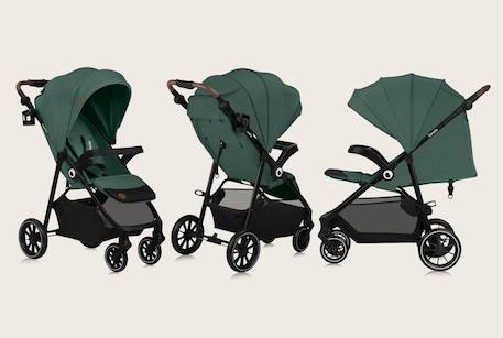 Poussette tout-terrain emma one 6-48 mois avec grandes roues et pliage rapide Beige sand+Green forest+Grey stone 8 - vertbaudet enfant 
