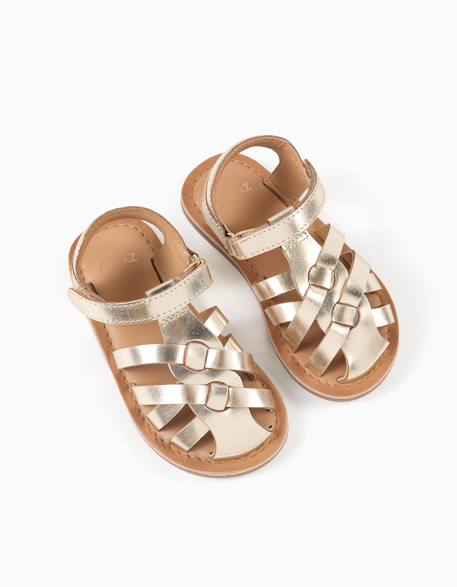 Sandales en cuir fermées avec lanières croisées Or 2 - vertbaudet enfant 