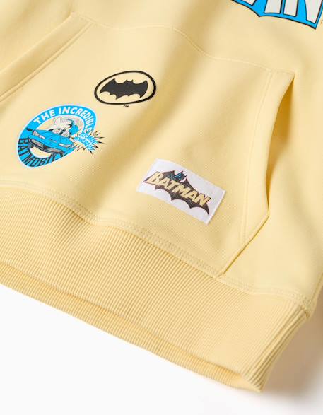 Sweat en coton peigné à capuche avec imprimé batman Jaune 4 - vertbaudet enfant 