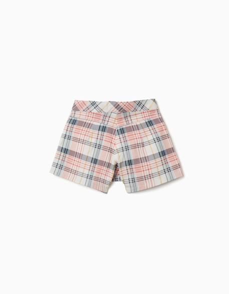 Jupe-short en sergé de coton à carreaux Blanc 3 - vertbaudet enfant 