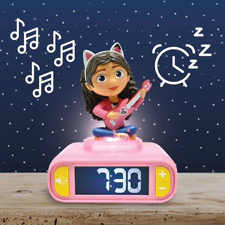 Réveil avec veilleuse lumineuse gabby dollhouse en 3d ROSE 5 - vertbaudet enfant 