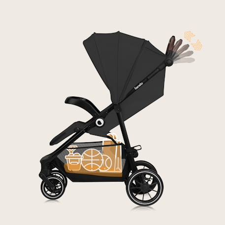 Poussette tout-terrain emma one 6-48 mois avec grandes roues et pliage rapide Beige sand+Green forest+Grey stone 18 - vertbaudet enfant 