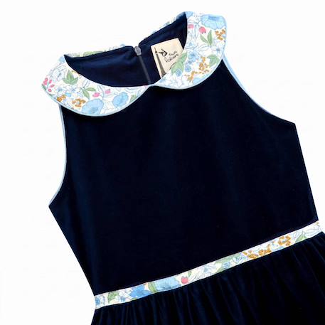 Robe fille en velours hepburn Bleu marine 2 - vertbaudet enfant 