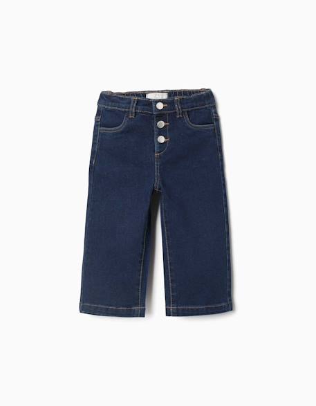 Jean à jambe large avec boutons-pression Bleu foncé 1 - vertbaudet enfant 