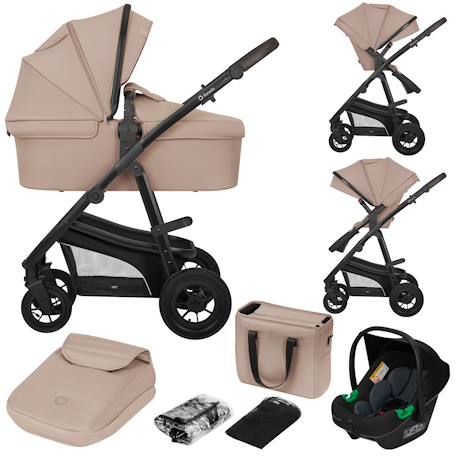 Poussette trio lionelo bianka - jusqu'à 22kg - pack poussette, nacelle, siège auto et accessoires Beige sand+Beige taupe+Black onyx+Grey stone 7 - vertbaudet enfant 