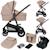 Poussette trio lionelo bianka - jusqu'à 22kg - pack poussette, nacelle, siège auto et accessoires Beige sand+Beige taupe+Black onyx+Grey stone 7 - vertbaudet enfant 