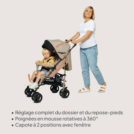 Poussette canne compacte irma 6-36 mois avec moustiquaire et amortisseurs avant Beige sand+Black onyx+Green emerald+Grey stone+Grey/dark grey 2 - vertbaudet enfant 