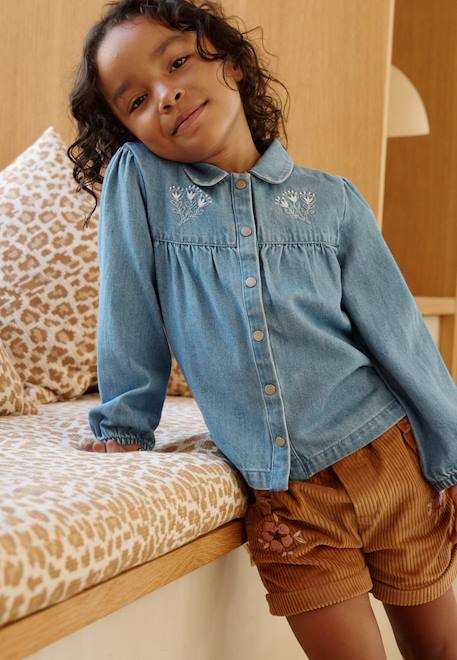Blouse enfant en jean cléo Bleu 1 - vertbaudet enfant 