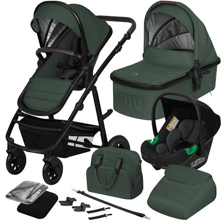Poussette 3en1 amber jusqu’à 22 kg avec nacelle, siège-auto, sac et accessoires Beige sand+Black onyx+Black silver+Brown chocolate+Green forest+Grey graphite 25 - vertbaudet enfant 