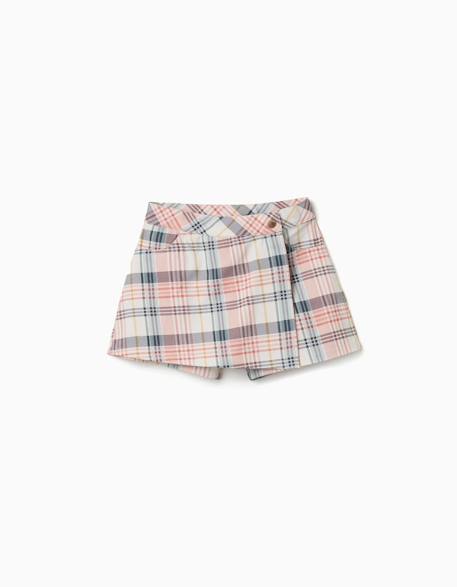 Jupe-short en sergé de coton à carreaux Blanc 2 - vertbaudet enfant 