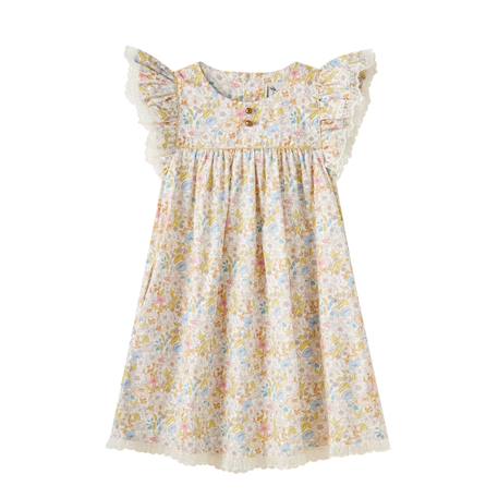 Robe cérémonie  fleurie liberty   appoline Bleu fleuri rose vert+Jaune rose bleu 9 - vertbaudet enfant 