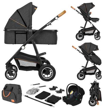 Poussette 3en1 amber jusqu’à 22 kg avec nacelle, siège-auto, sac et accessoires Beige sand+Black onyx+Black silver+Brown chocolate+Green forest+Grey graphite 31 - vertbaudet enfant 
