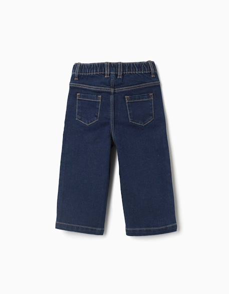 Jean à jambe large avec boutons-pression Bleu foncé 2 - vertbaudet enfant 