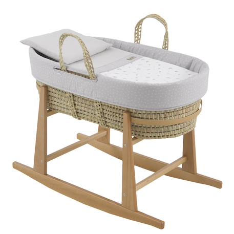 Couffin bébé matelassé avec support en bois Green/natural+Grey/natural 5 - vertbaudet enfant 
