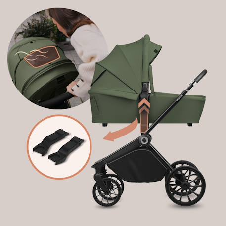 Poussette trio mika plus jusqu’à 4 ans avec nacelle, siège-auto et accessoires Beige sand+Black onyx+Green olive+Grey stone+Mocha mousse 15 - vertbaudet enfant 