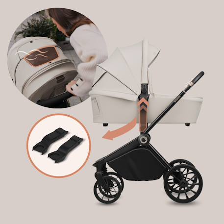 Poussette trio mika plus jusqu’à 4 ans avec nacelle, siège-auto et accessoires Beige sand+Black onyx+Green olive+Grey stone+Mocha mousse 3 - vertbaudet enfant 