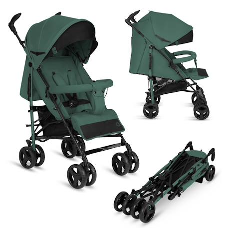 Poussette canne compacte irma 6-36 mois avec moustiquaire et amortisseurs avant Black onyx+Green emerald+Grey/dark grey 6 - vertbaudet enfant 