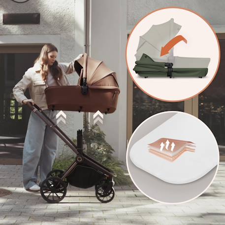 Poussette trio mika plus jusqu’à 4 ans avec nacelle, siège-auto et accessoires Beige sand+Black onyx+Green olive+Grey stone+Mocha mousse 16 - vertbaudet enfant 