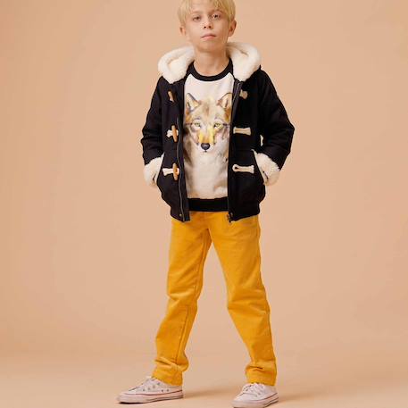 Blouson garçon noir à capuche | doublé imitation mouton | jude Noir 6 - vertbaudet enfant 
