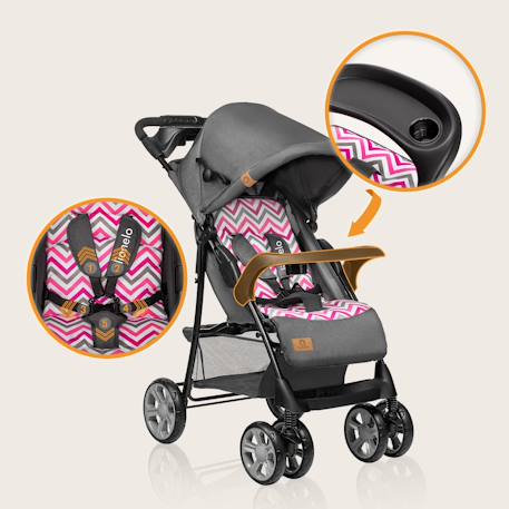 Poussette tout-terrain emma 6-36 mois avec sac et pliage rapide Coral pink+Green emerald+Grey dove+Pink scandi+Stone 20 - vertbaudet enfant 