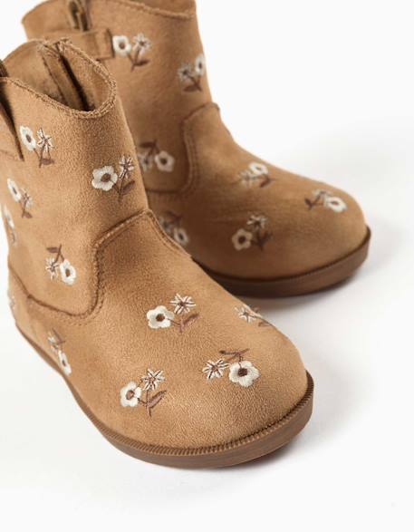 Bottes en suédine avec fleurs brodées Marrón 4 - vertbaudet enfant 