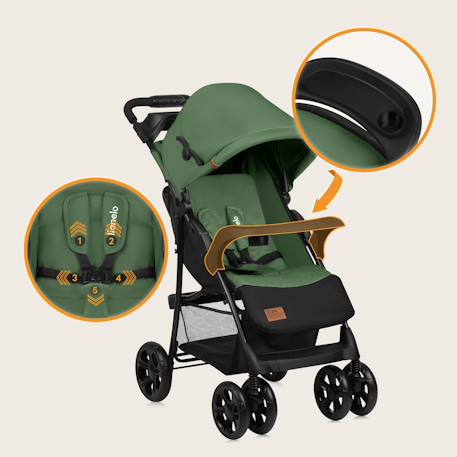 Poussette tout-terrain emma 6-36 mois avec sac et pliage rapide Coral pink+Green emerald+Grey dove+Pink scandi+Stone 8 - vertbaudet enfant 