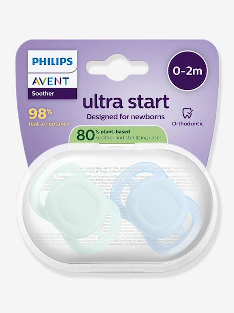 Lot de 2 sucettes ultra douces 1er âge bleu+écru+mauve+vert 16 - vertbaudet enfant 