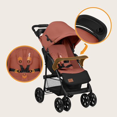Poussette tout-terrain emma 6-36 mois avec sac et pliage rapide Coral pink+Green emerald+Grey dove+Pink scandi+Stone 2 - vertbaudet enfant 