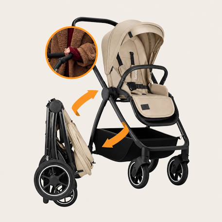 Poussette 3en1 meril jusqu’à 22 kg avec nacelle, siège-auto, sac et accessoires Beige sand+Black onyx+Grey stone 2 - vertbaudet enfant 